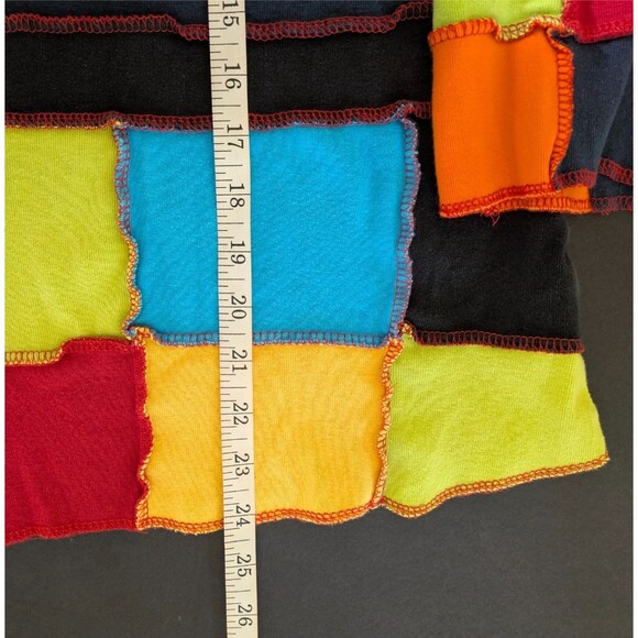 Topaz Pullover Size XL Colorblock Patchwork Nepal Bell Sleeve V-Neck Top - Picture 7 of 7